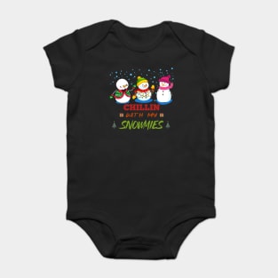 Funny Chillin with my Snomies Christmas Snowman Baby Bodysuit